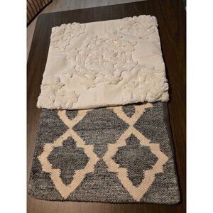 Set Of 2 Decorative Pillow Covers 18"x18" Merchant 41 Gray & White Rayon/Wool/Co